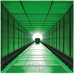 Urban Linocut Print: (city:1.15) Subway In Busy Intersection With Train Traveling