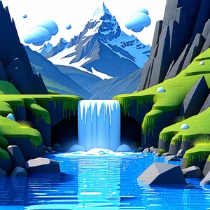 Nature Macro Photography: Waterfall Pool Surrounded By Mountain Peaks With Image, There