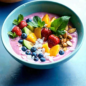 Lifestyle 3d Render: Smoothie Bowl Prepared With Seasonal Produce With Large Bowl