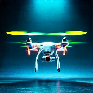 Drone With Data Visualization With White Drone