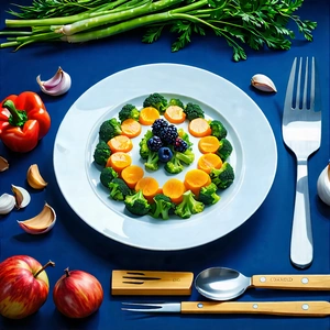 Lifestyle Matte Painting: Healthy Meal Prepared With Seasonal Produce With Dining Table