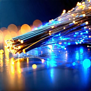 Close-up Of Fiber Optic Cables With Close-up Blue