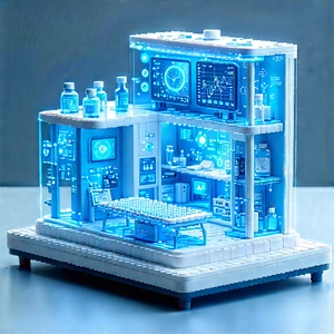 Healthcare Technology In (design:1.25) Studio With Blue White