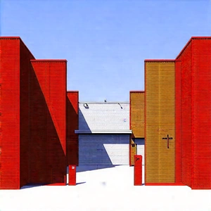 Urban Flat Design: Urban Shopping District Scene With Painting Brick