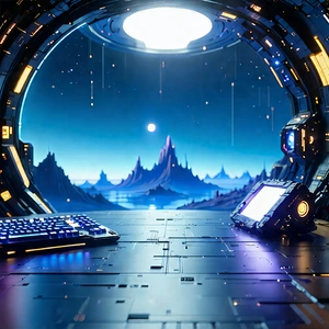Futuristic Digital Workspace With Image