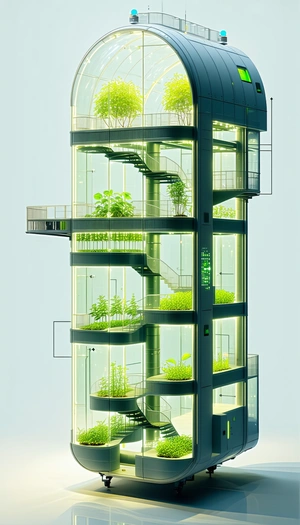 A Large, Modern Building Is Filled With Various Plants, Creating A Lush