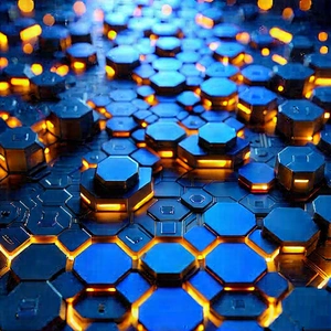 Abstract Advertising Photography: Hexagonal pattern with glowing elements