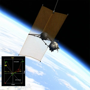 A Spacecraft Flying High Above The Earth