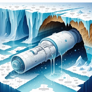 In The Image, There Is A Large, White, Cylindrical Object Floating In A Blue