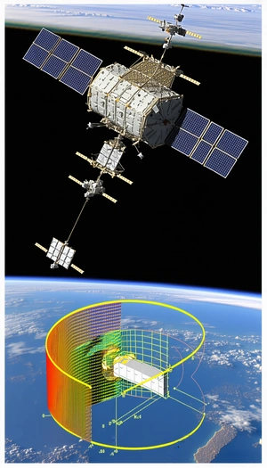 A Space Station With A Large Dome-shaped Structure, Which Appears To Be A Satellite
