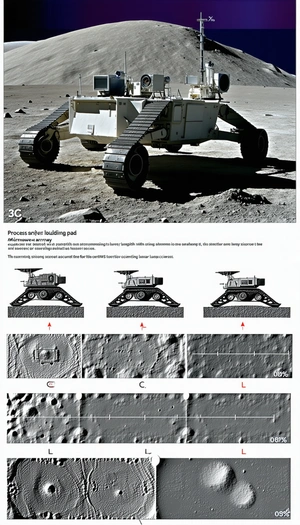 The Image Is A White And Black Photo Of A Robotic Vehicle, Possibly A Rover, On A Rocky Surface