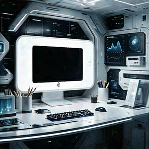 Futuristic digital workspace