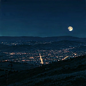 Urban Octane Render: Cityscape Of Small Town During Night With Captures Beautiful