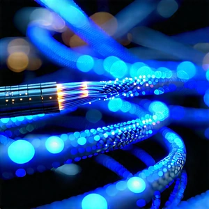 Close-up Of Fiber Optic Cables With Image, There