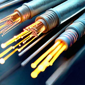 Close-up Of Fiber Optic Cables With Close-up Bunch