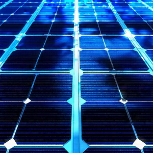 Solar panel with blue light glow