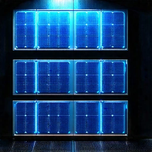 Solar Panel With Blue Light Glow With Large, Blue,