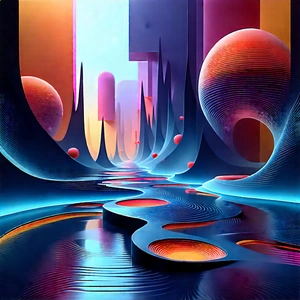 Futuristic Digital Workspace With Image, There