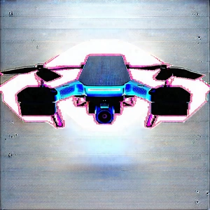 Drone With Glowing Screen With Close-up Drone,