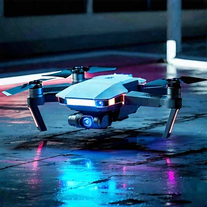 Tech Aerial Photography: Drone With Glowing Screen With Small Drone