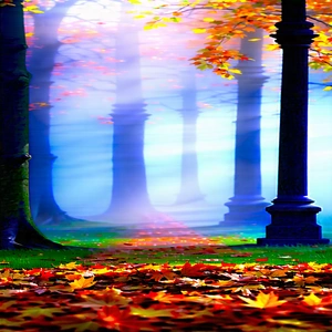 Nature Tilt-shift Photography: Autumn Leaves In Misty Environment With Image, There