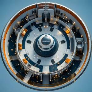 A Large, Round Building Is Shown In A 360-degree View