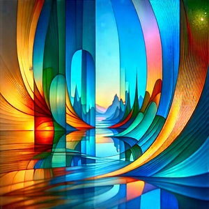 Abstract Art Nouveau Style: Abstract interpretation of light refraction