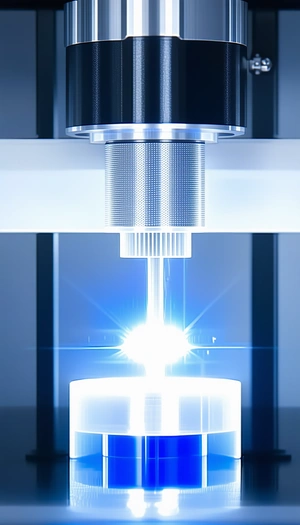 A Bright Light Source, Possibly A Laser, Shining Through A Clear Glass Object