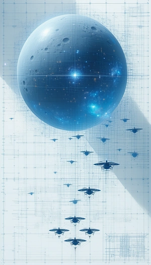 In This Image, There Is A Large Blue Sphere Floating In Space