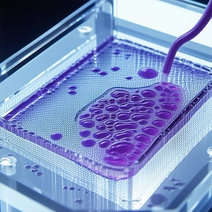 A Purple Substance Is Being Poured Into A Container