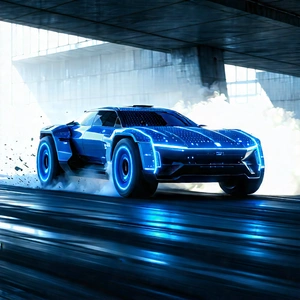 Automotive Technology In Field Deployment With Blue Futuristic