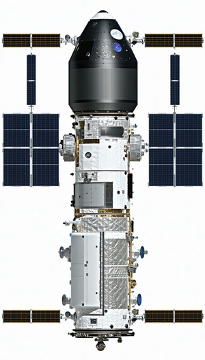 A Space Shuttle Is Shown In A White Background, With Its Back Facing The Camera
