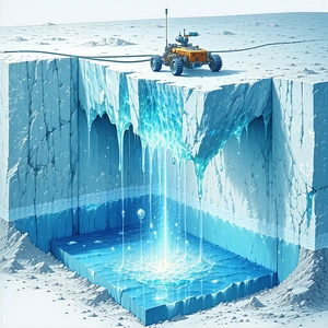 image, there large blue iceberg