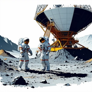 In The Image, There Are Two Astronauts Standing On A Rocky Surface, Possibly On The Moon
