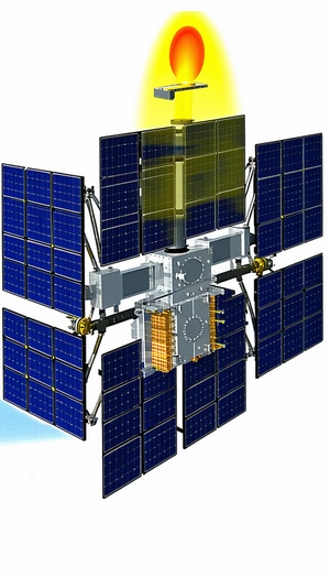 A Large Spacecraft With A Solar Panel On Its Side