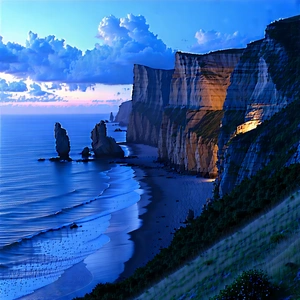 Nature Landscape Photography: Coastal Cliff During Night With Painting Beautiful