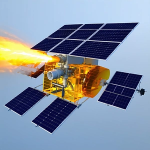 A Solar-powered Spacecraft Is Shown In A Blue Sky