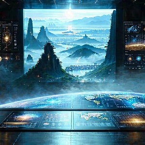 Entertainment Technology In Research Center With Large Screen