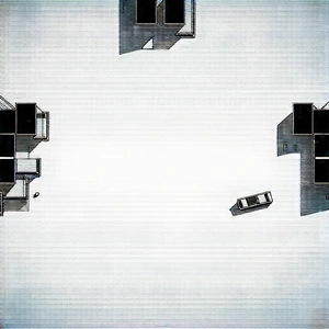 Urban Ink Drawing: Aerial View Of Transportation Hub With Black White
