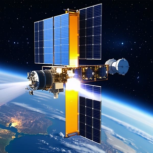 A Spacecraft With A Large Satellite Dish On Top Of It