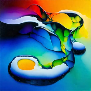 Abstract Gouache Painting: Liquid Shapes With Colorful, Abstract