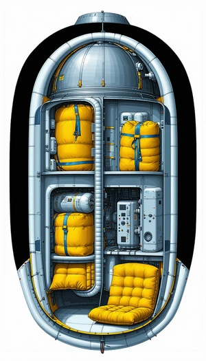 A Large White Space Shuttle Is Shown In A Detailed Illustration