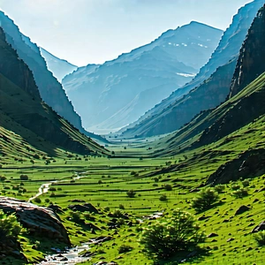 Nature Stock Photography: Valley During Midday With Beautiful Mountain