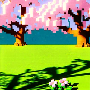 Nature Isometric Design: Cherry Blossoms In Sunlit Clearing With Image, There