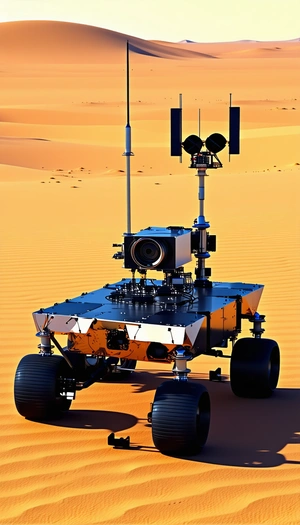 A Futuristic Vehicle With A Large Camera Mounted On Top Of It