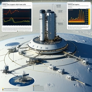A Large, Futuristic Building Is Shown In A Poster, With A Large Dome On Top