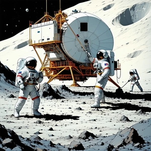 In The Image, There Are Three Astronauts Standing On The Moon