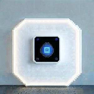 Smart Home Device With Digital Artwork With Close-up Square-shaped