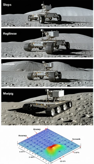 The Image Is A Collage Of Three Pictures Of A Rover On The Moon