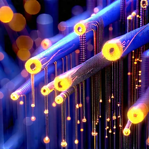 Close-up of fiber optic cables